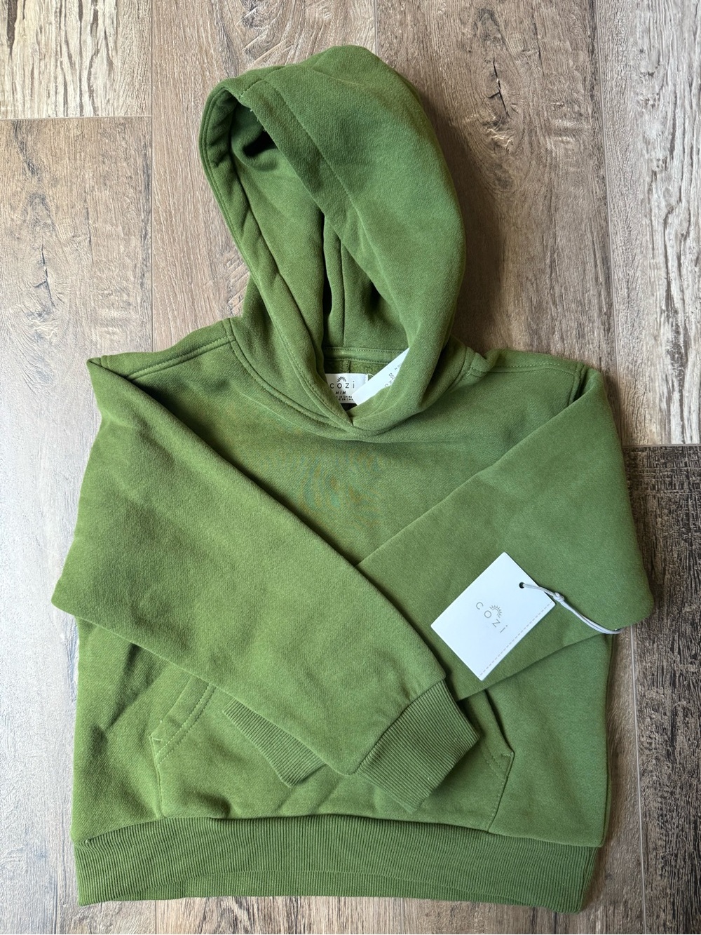 Kids Olive Green Hooded Sweatshirt - Cozi Pullover Hoodie